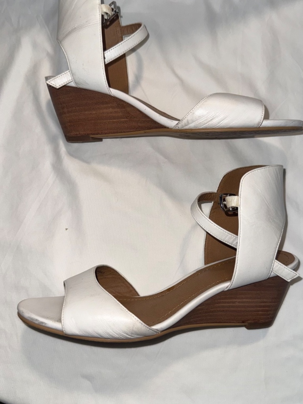 14th & Union Women's White Open Toe Ankle Strap Heels Size 7 - Picture 6 of 7